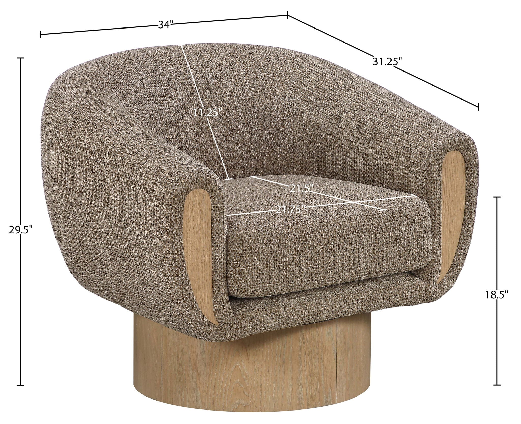 Avella - Interwoven Fabric Swivel Accent Chair - Light Brown Base