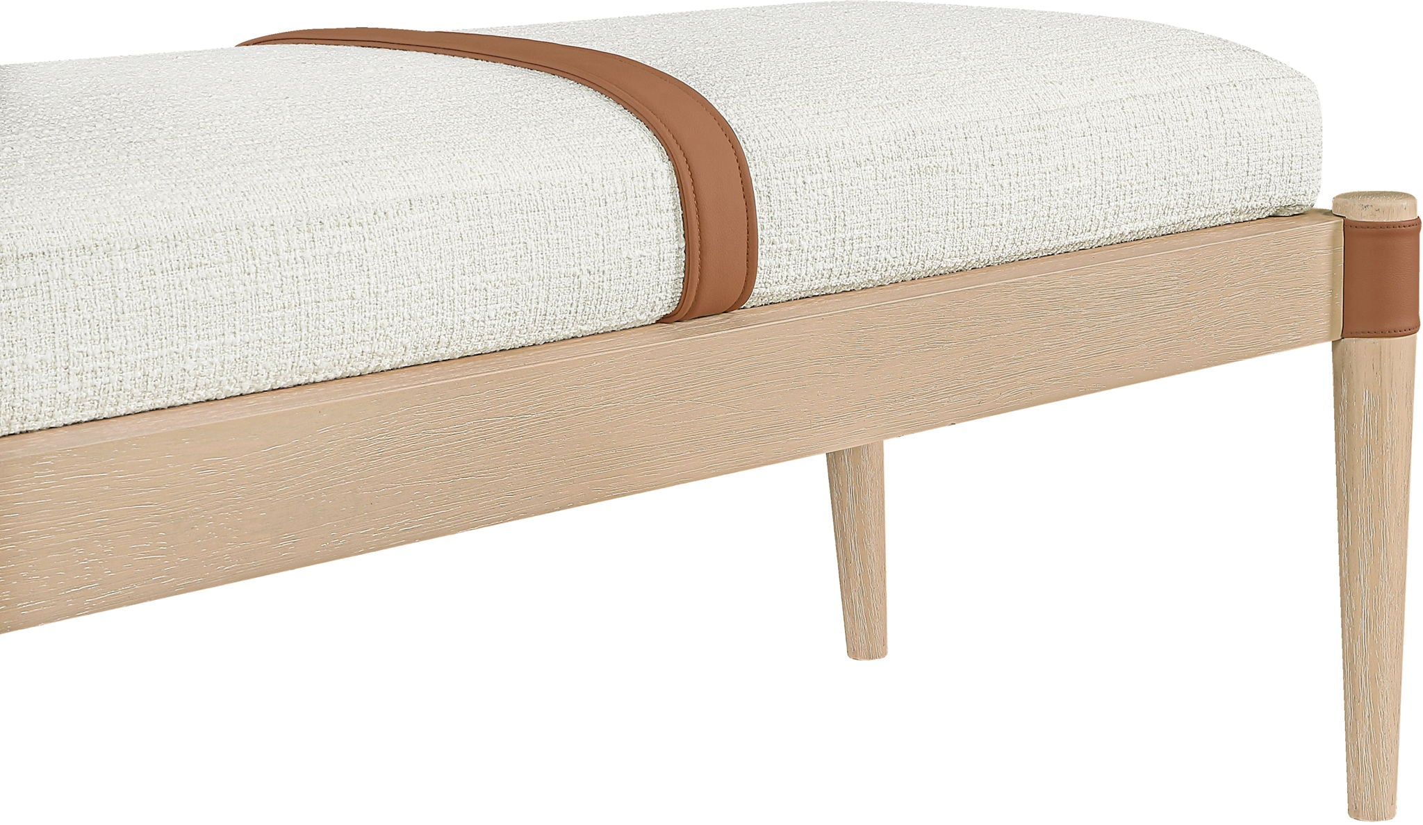 Nara - Linen Textured Fabric Upholstered Bench - Painted Natural