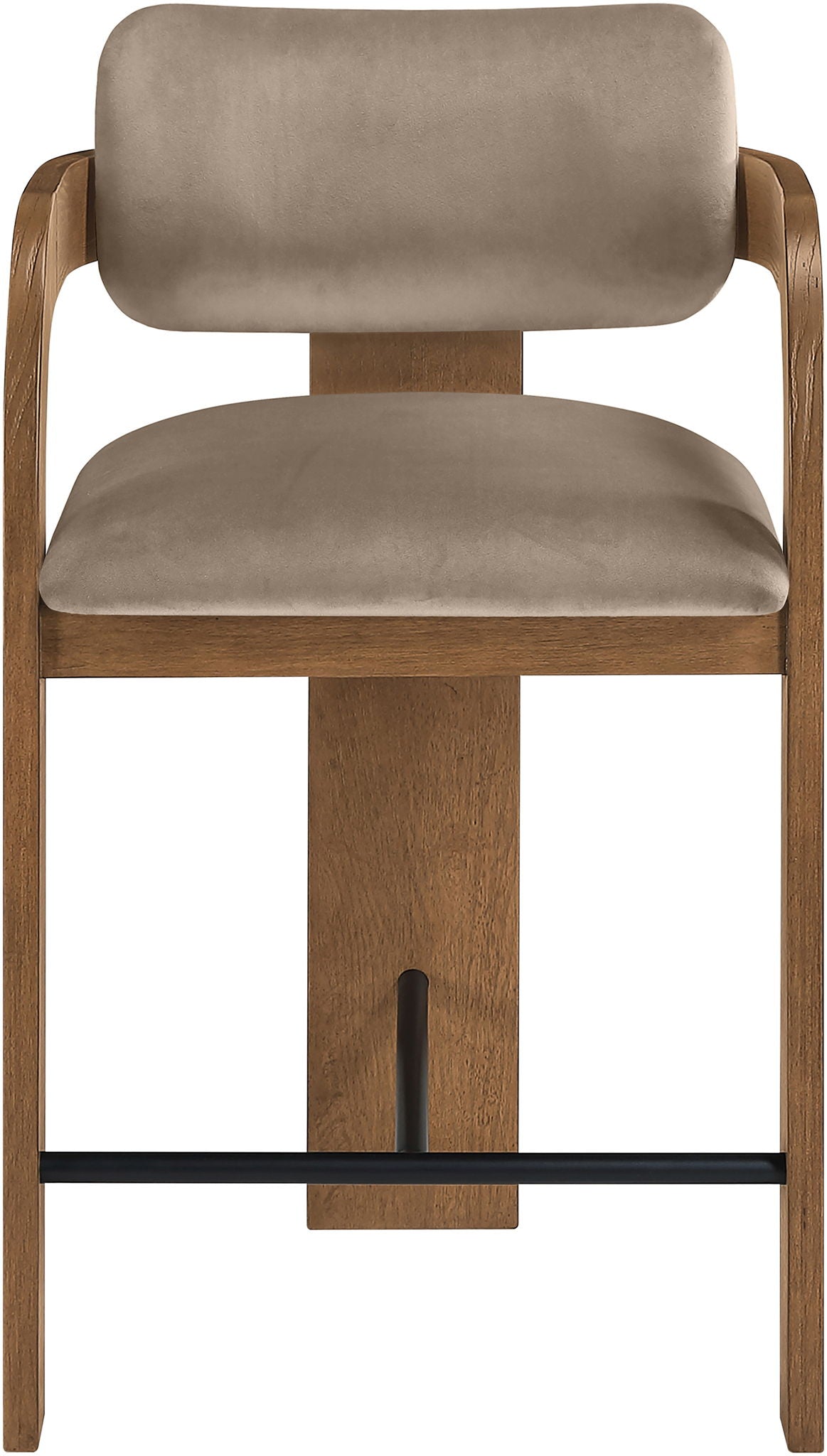Cedra - Velvet Performance Fabric Upholstered Counter Stool - Brown Frame
