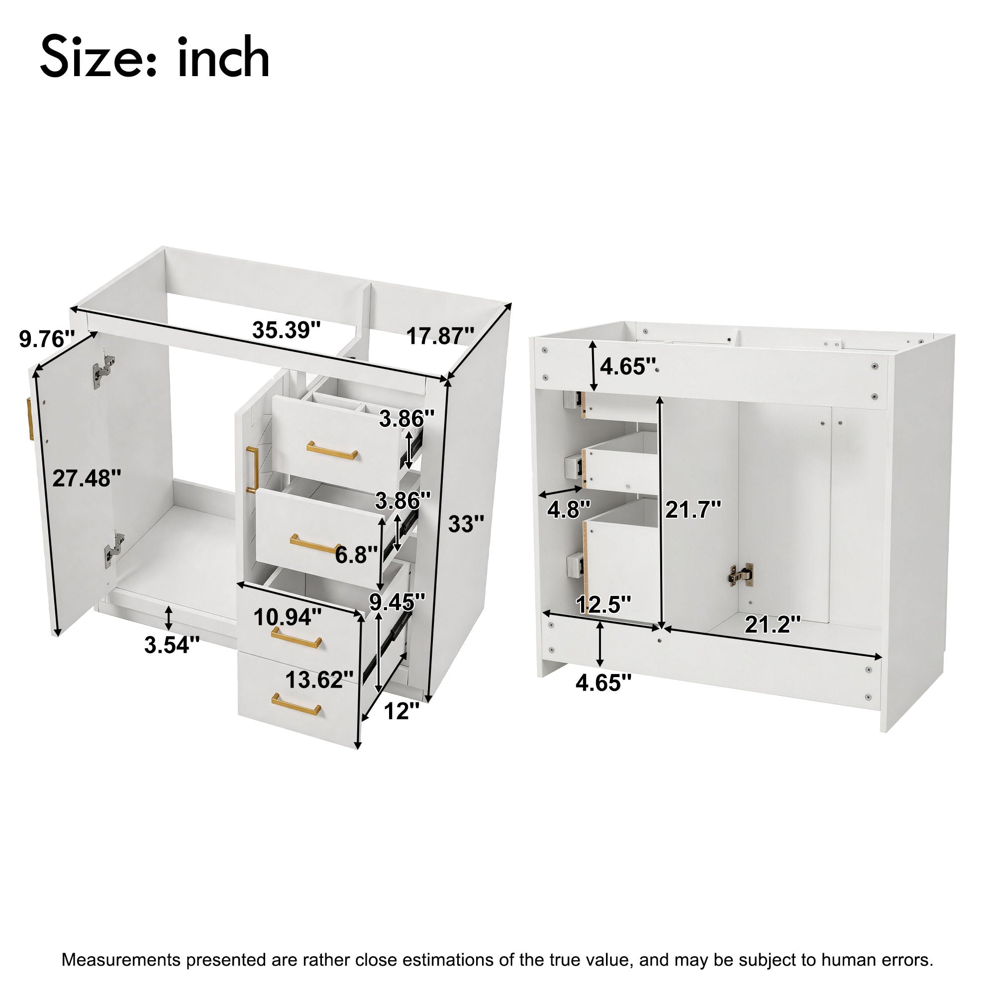 Retro Style Bathroom Vanity, 3 Drawers & Soft Closing Doors