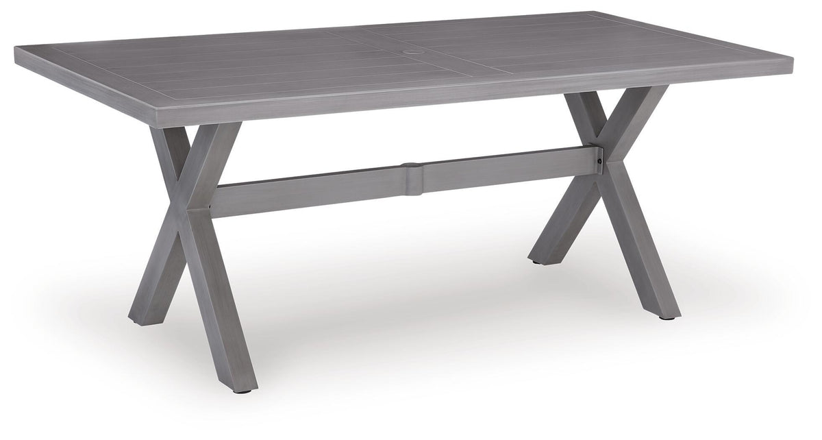 Half Moon Beach - Rectangular Dining Table With Umbrella Option - Gray