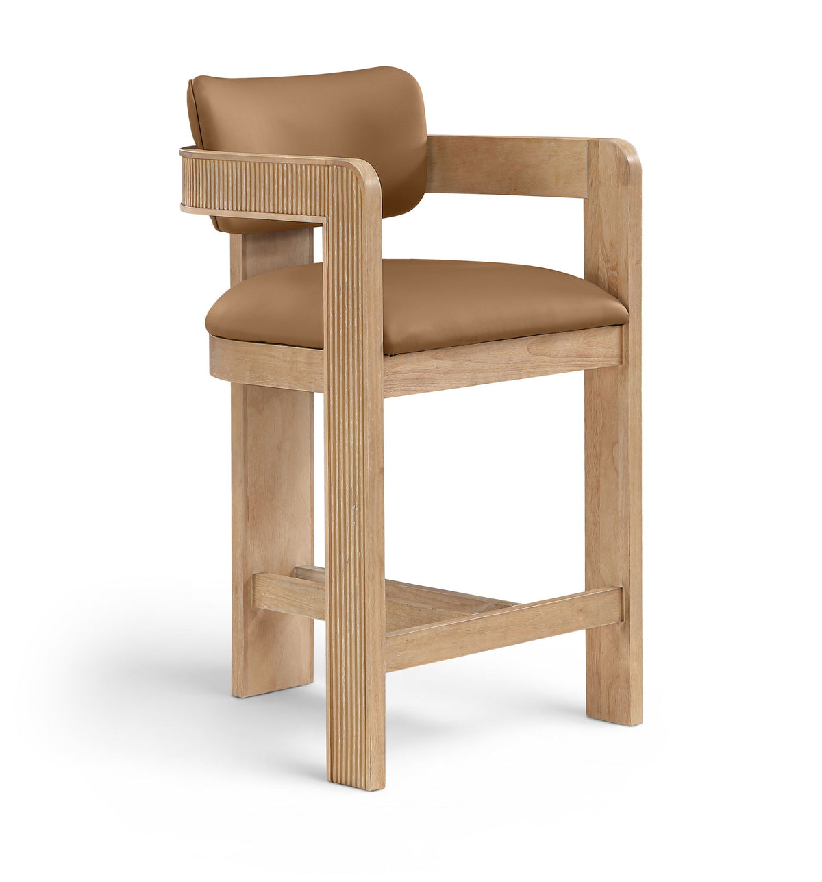 Sacha - Vegan Leather Upholstered Counter Stool With Natural Base
