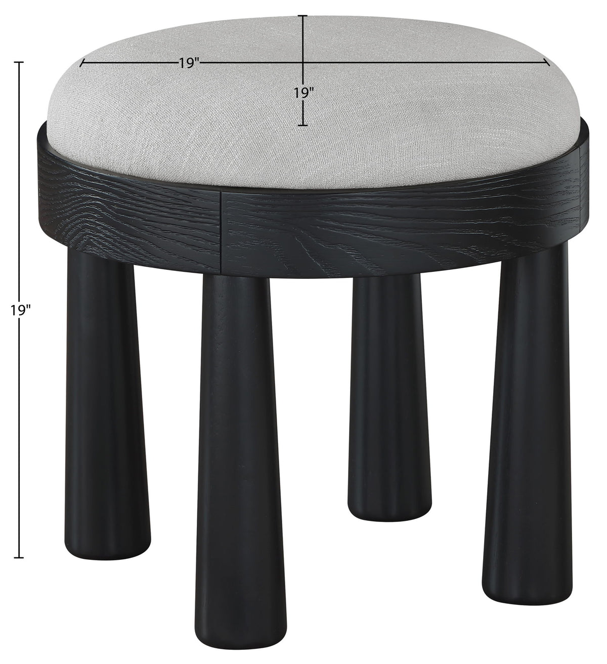 Larea - Linen Textured Fabric Ottoman - Black Base