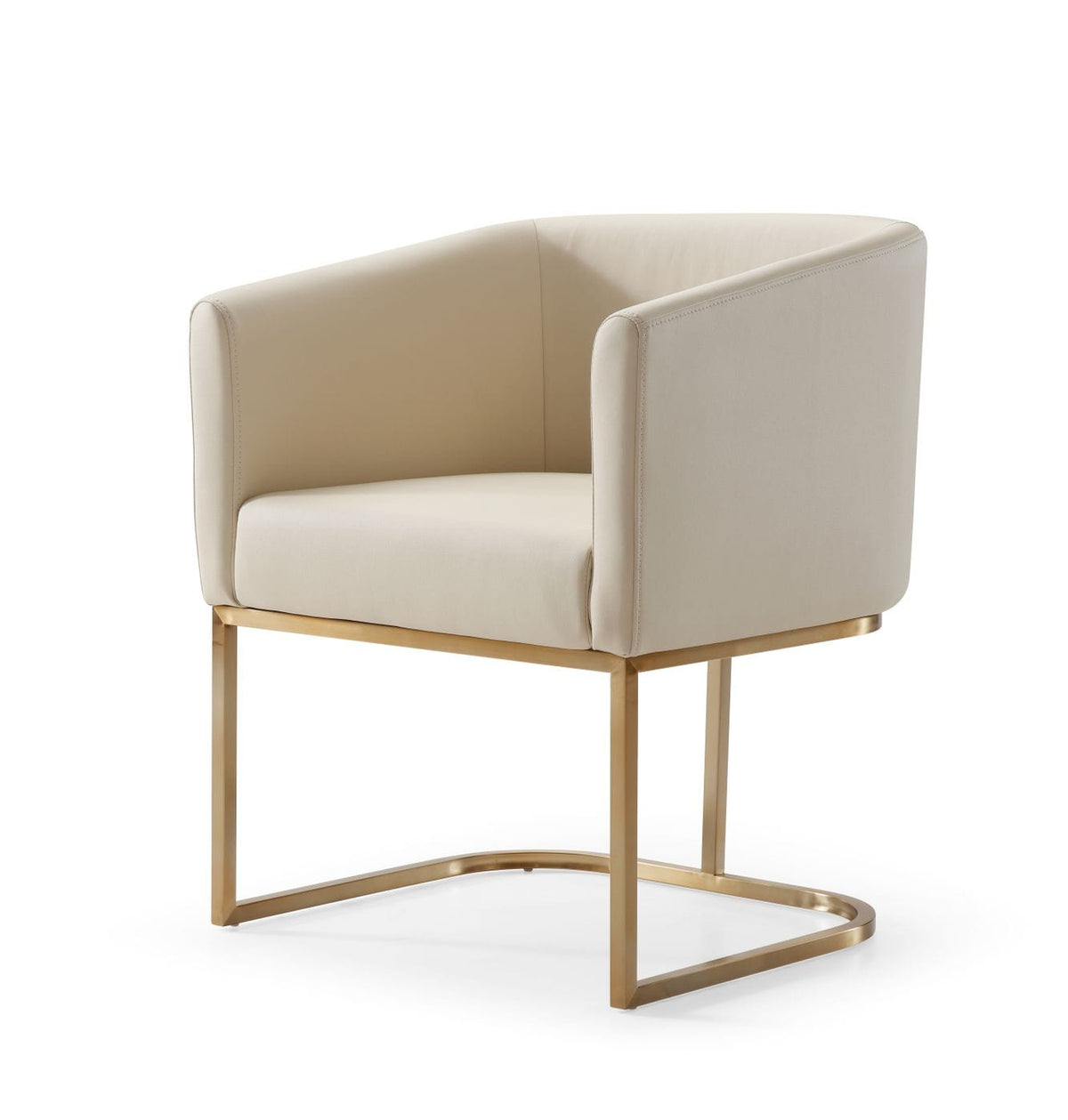 Yukon - Modern Beige Bonded and Antique Brass Dining Chair