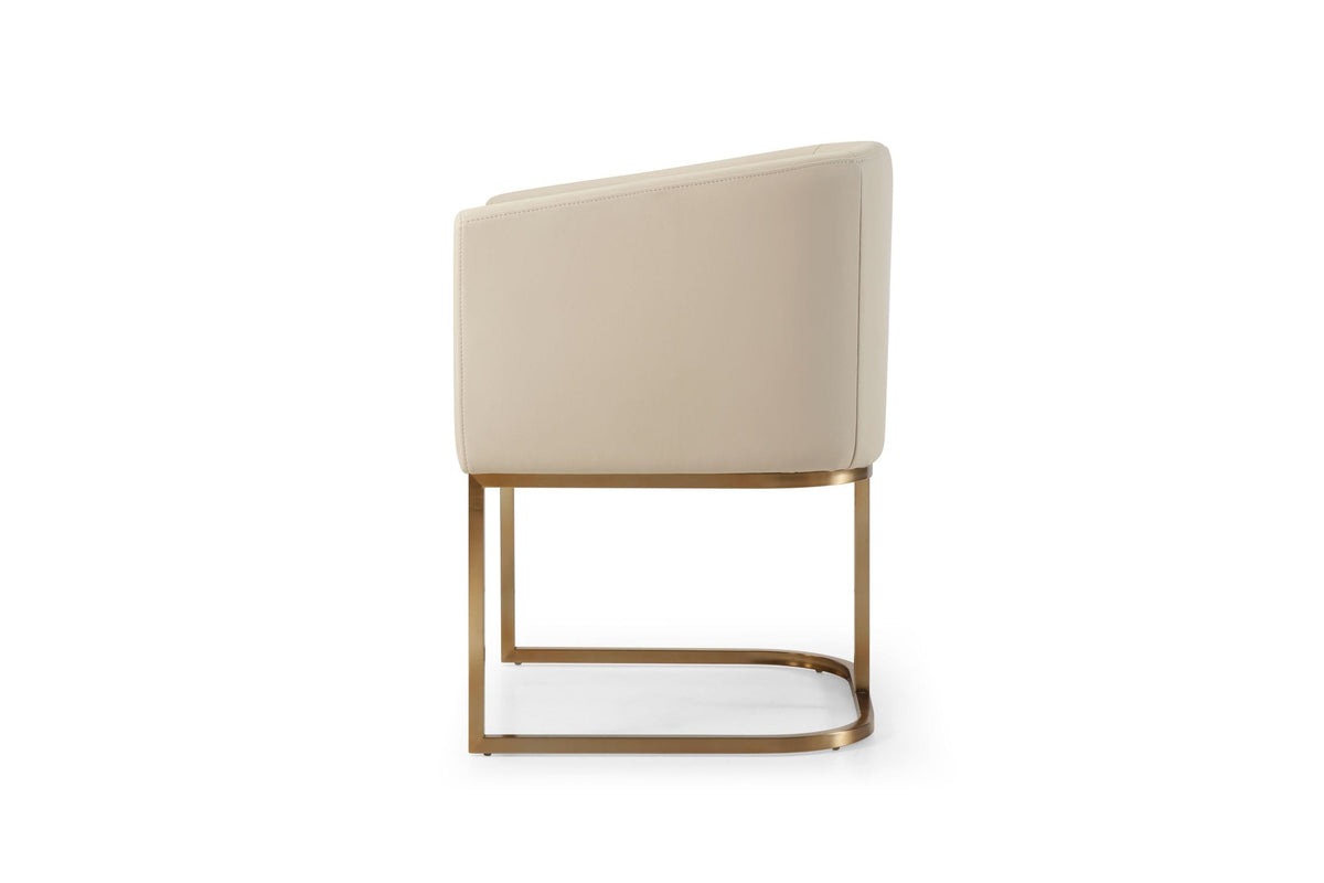 Yukon - Modern Beige Bonded and Antique Brass Dining Chair