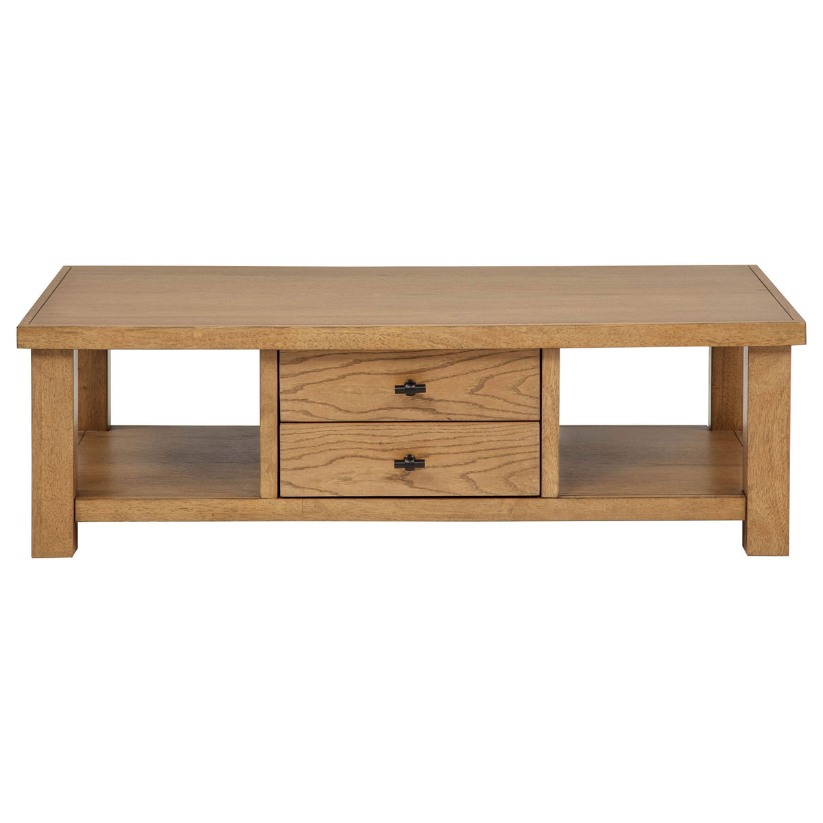 Beasley 2-Drawer Wood Coffee Table Golden Oak