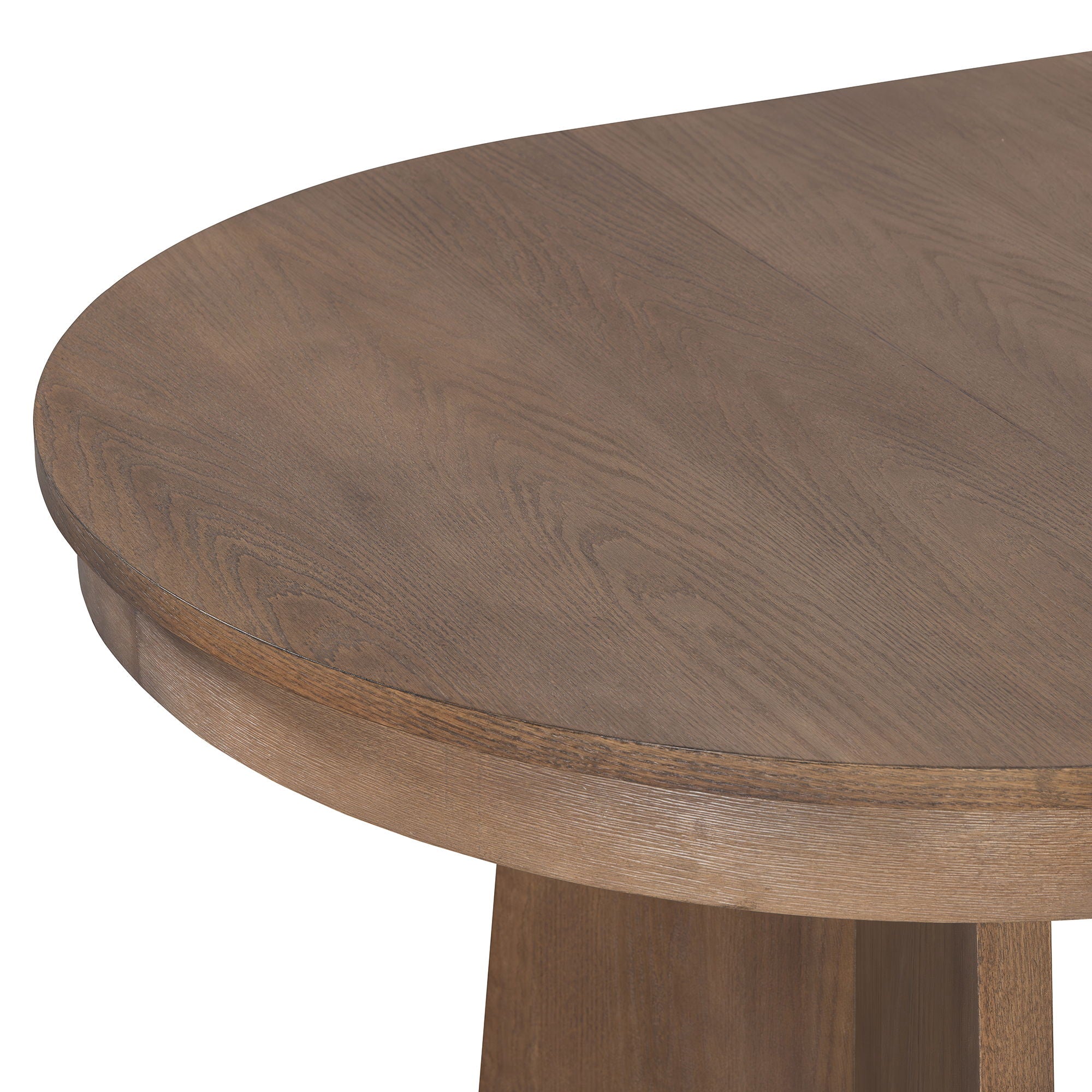 Extendable Round Dining Table Set For 4 With 4 Upholstered Chairs - Beige / Walnut