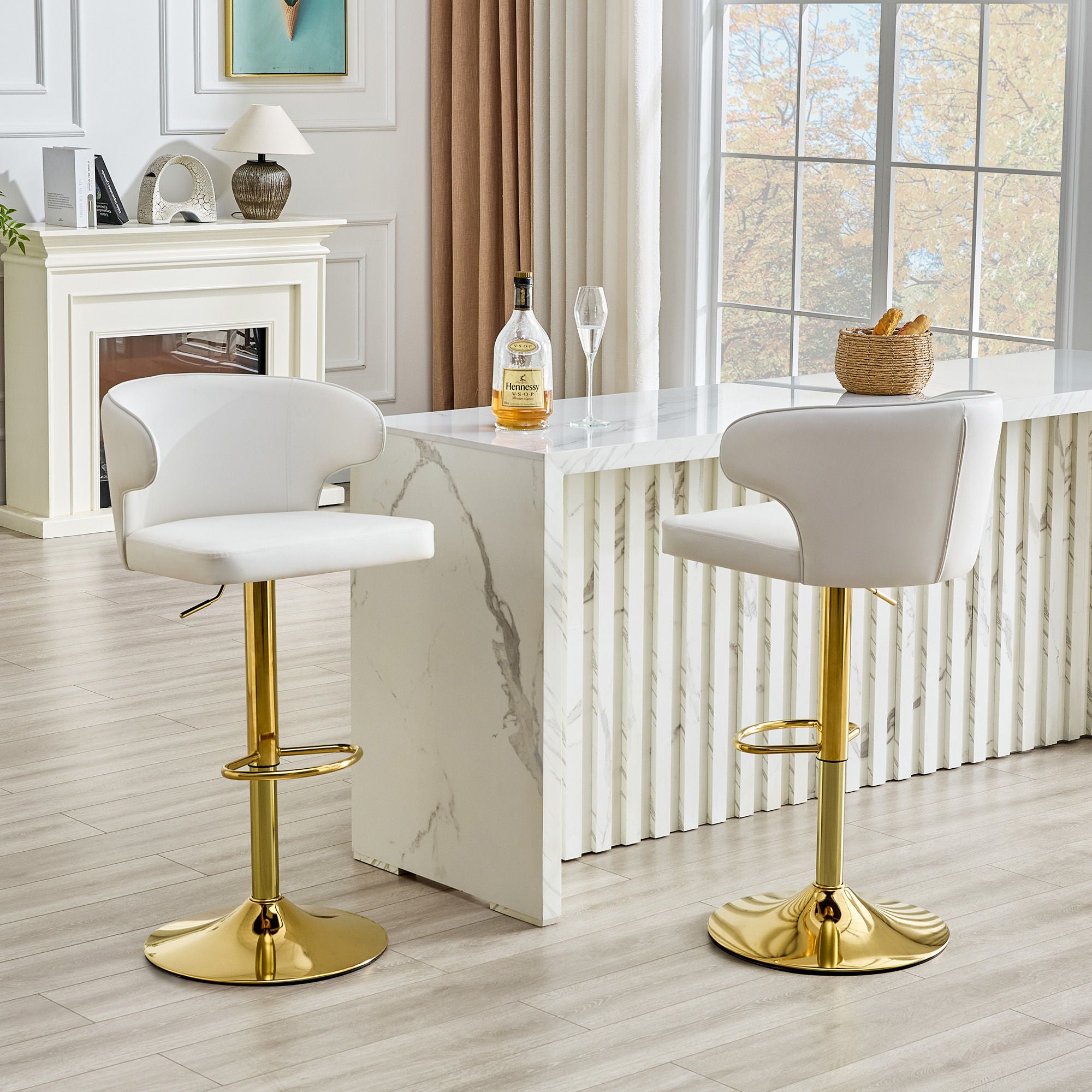 Adjustable Swivel Bar Chair With High Back Support