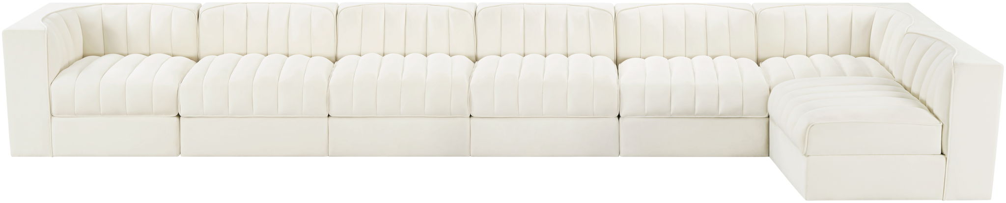 Rummi - Velvet Performance Fabric Upholstered 7 Piece Modular Sectional, L-Shaped (Right)