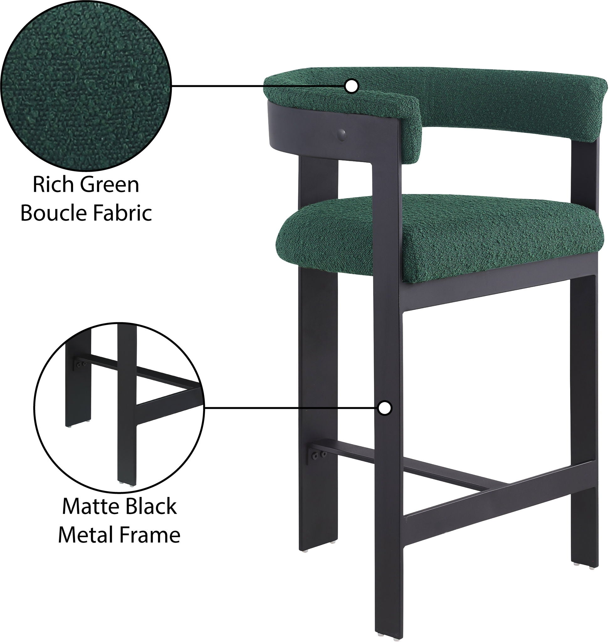 Romeo - Boucle Counter Stool With Black Base (Set of 2)