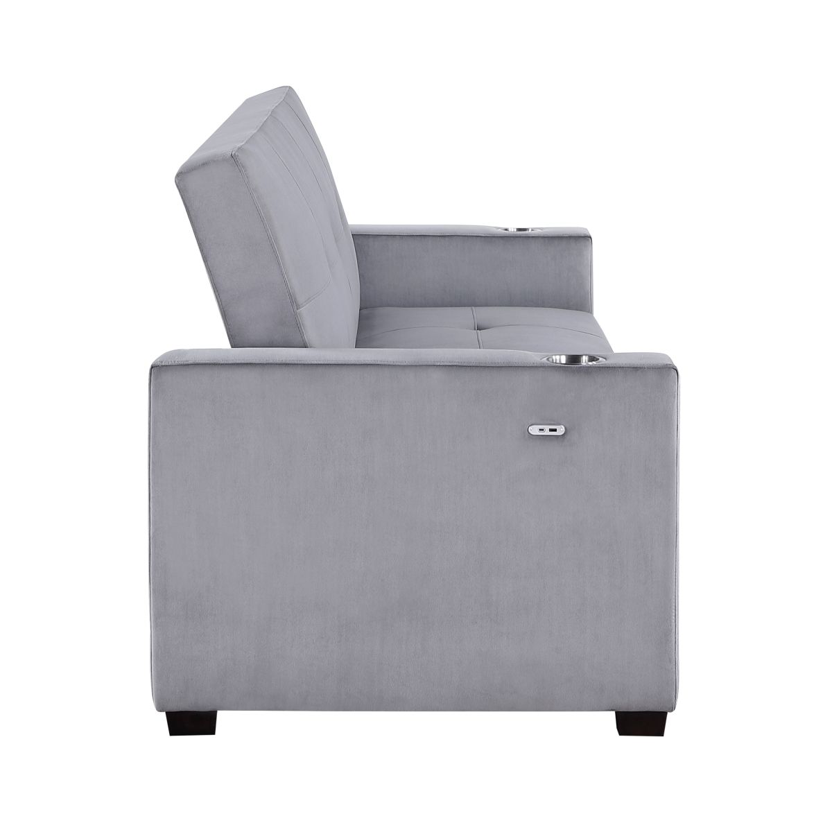 Grady - Convertible Sofa With Hidden Storage, Cup Holders And Charging Ports - Gray