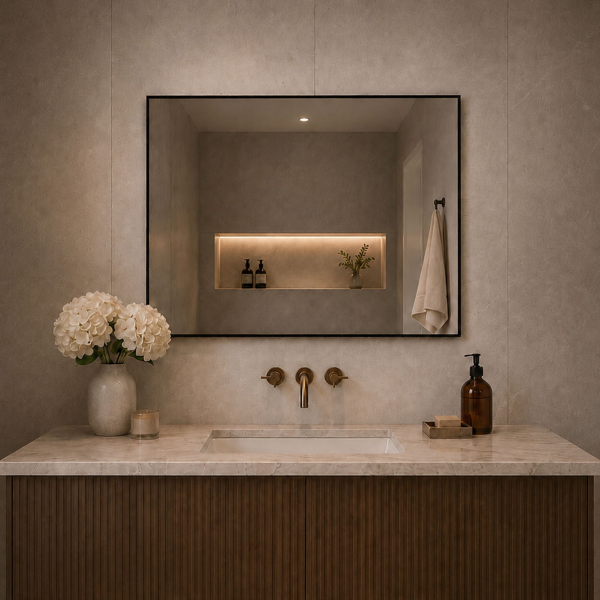 Rectangular Framed Bathroom Wall Mirror, Horizontal Or Vertical Mount