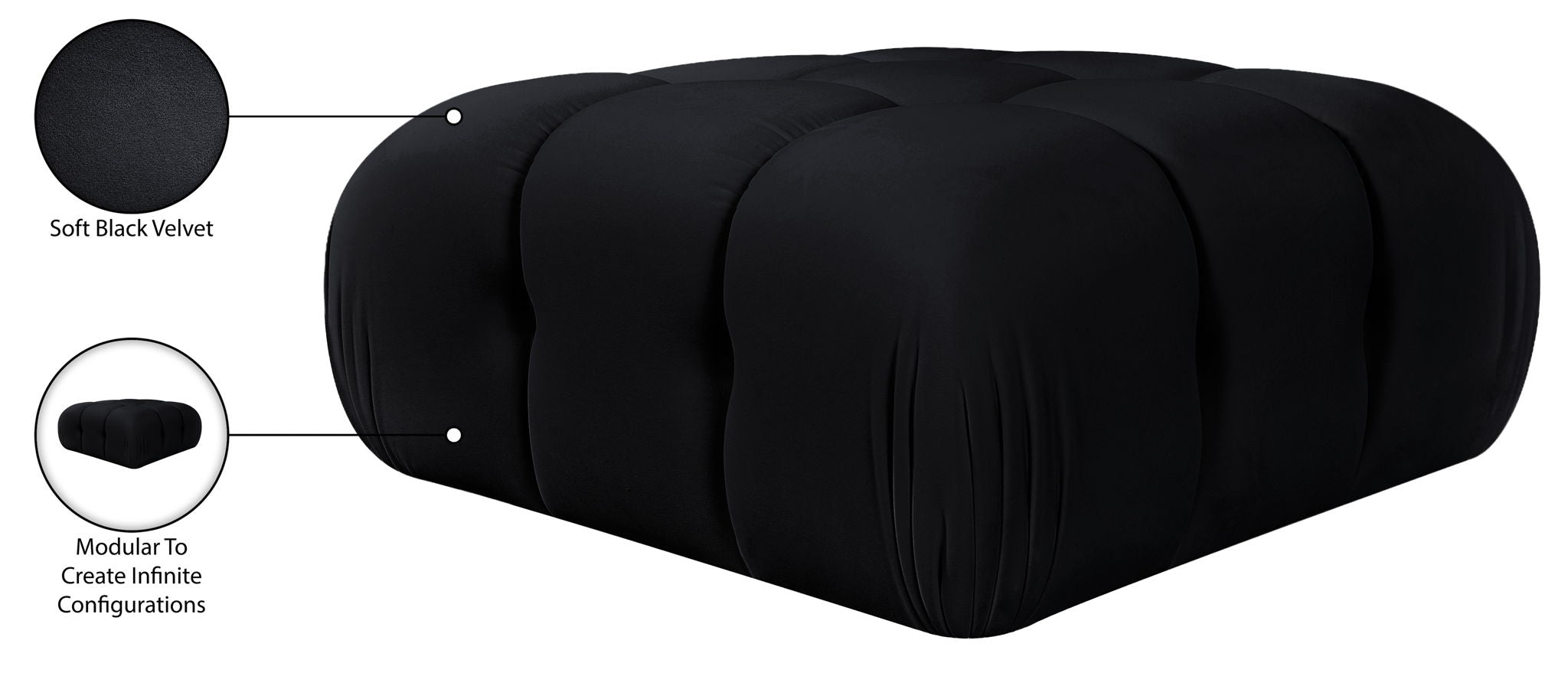 Orin - Velvet Performance Fabric Upholstered Modular Ottoman