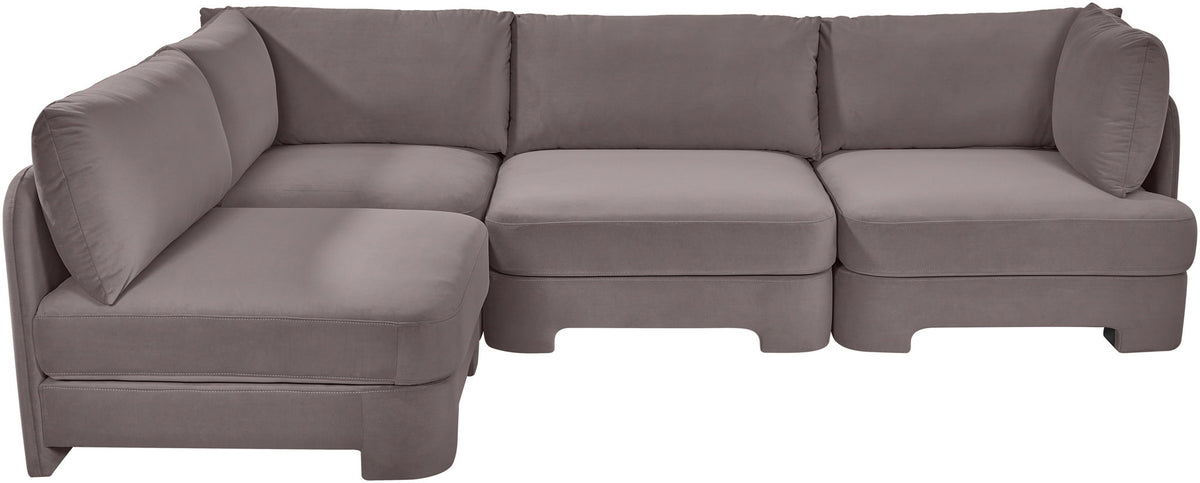 Hammond - Velvet Performance Fabric Upholstered 4 Piece Armless Sectional