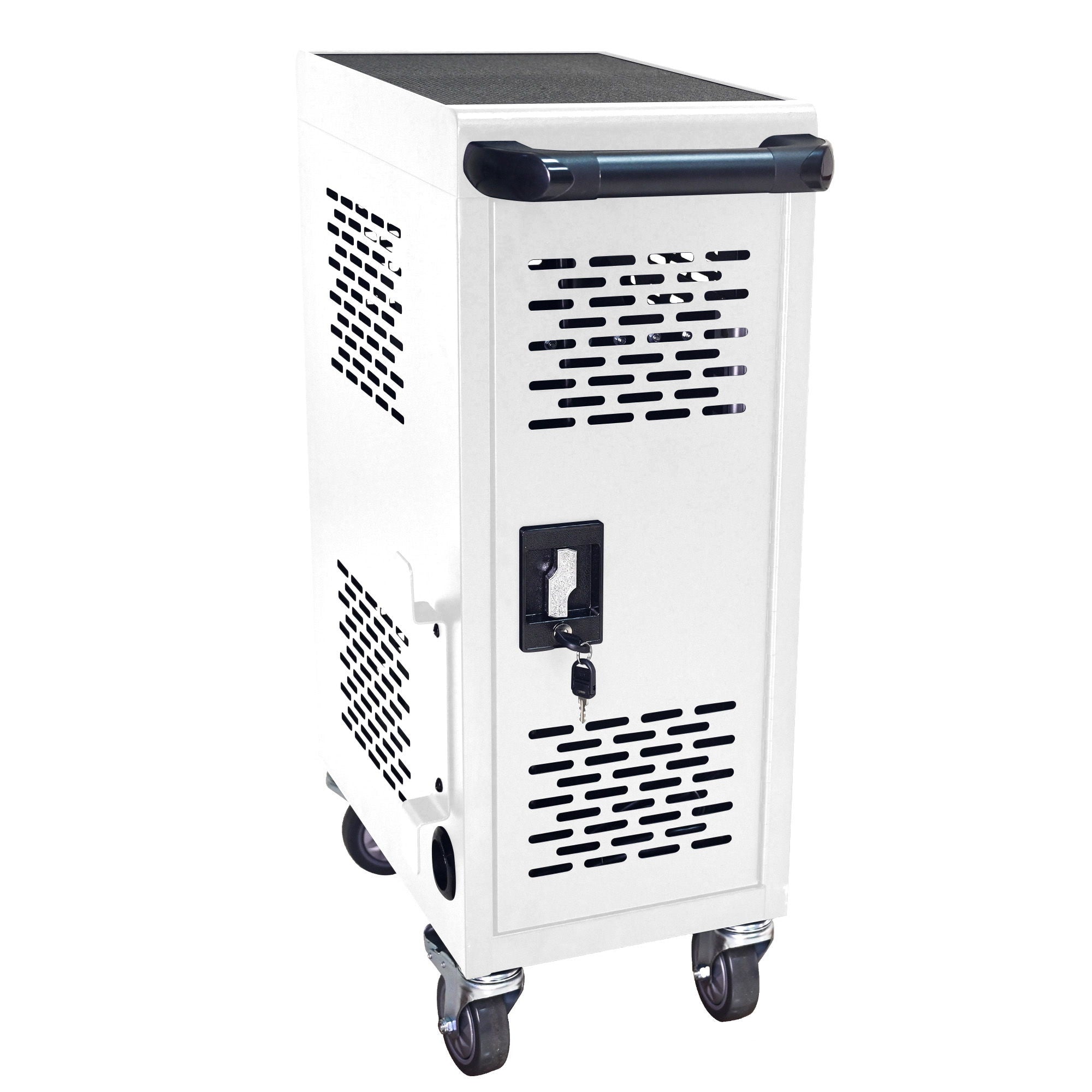 16 Bay Mobile School Charging Cart Station For Chromebook, Tablet And Laptop Computer With Power Strip Included - White