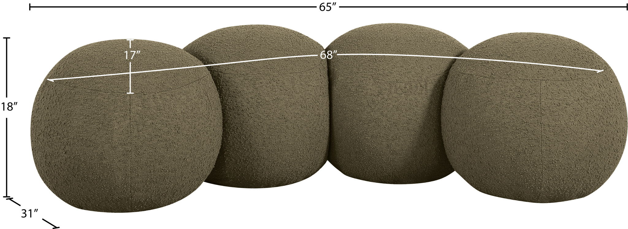 Apollo - Boucle Fabric Bench
