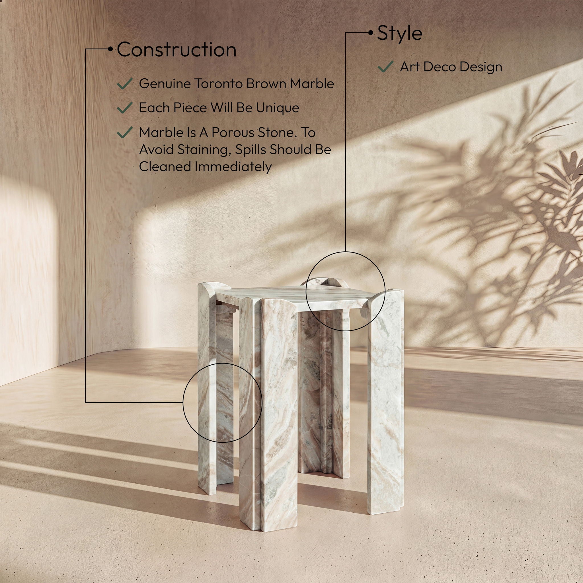 Ravello - Genuine Marble Table