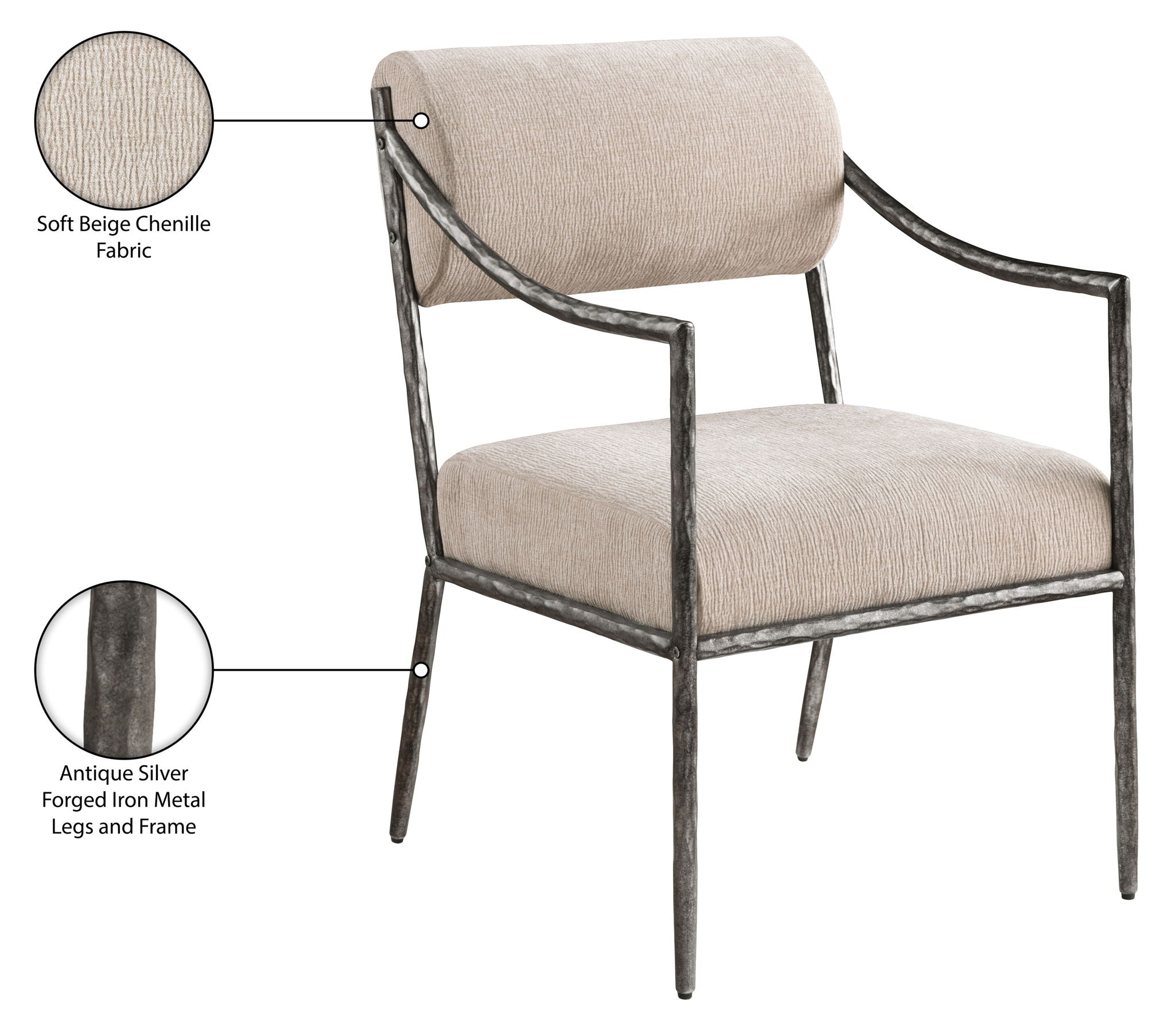 Bastille - Upholstered Dining Arm Chair (Set of 2) - Silver Frame