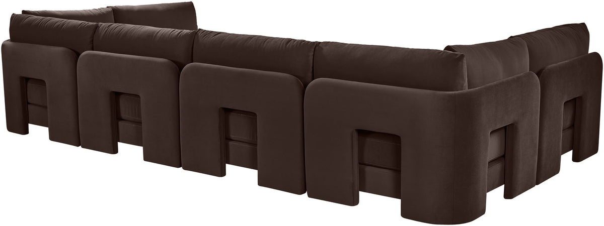 Hammond - Velvet Performance Fabric Upholstered 6 Piece U-Shaped Armless Sectional