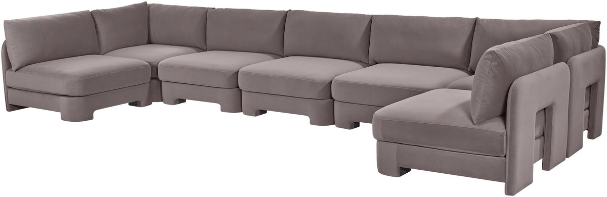 Hammond - Velvet Performance Fabric Upholstered 7 Piece U-Shaped Armless Sectional