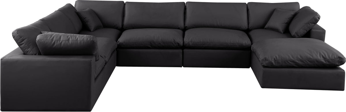Comfy - 7 Piece Faux Leather Modular Sectional With Chaise