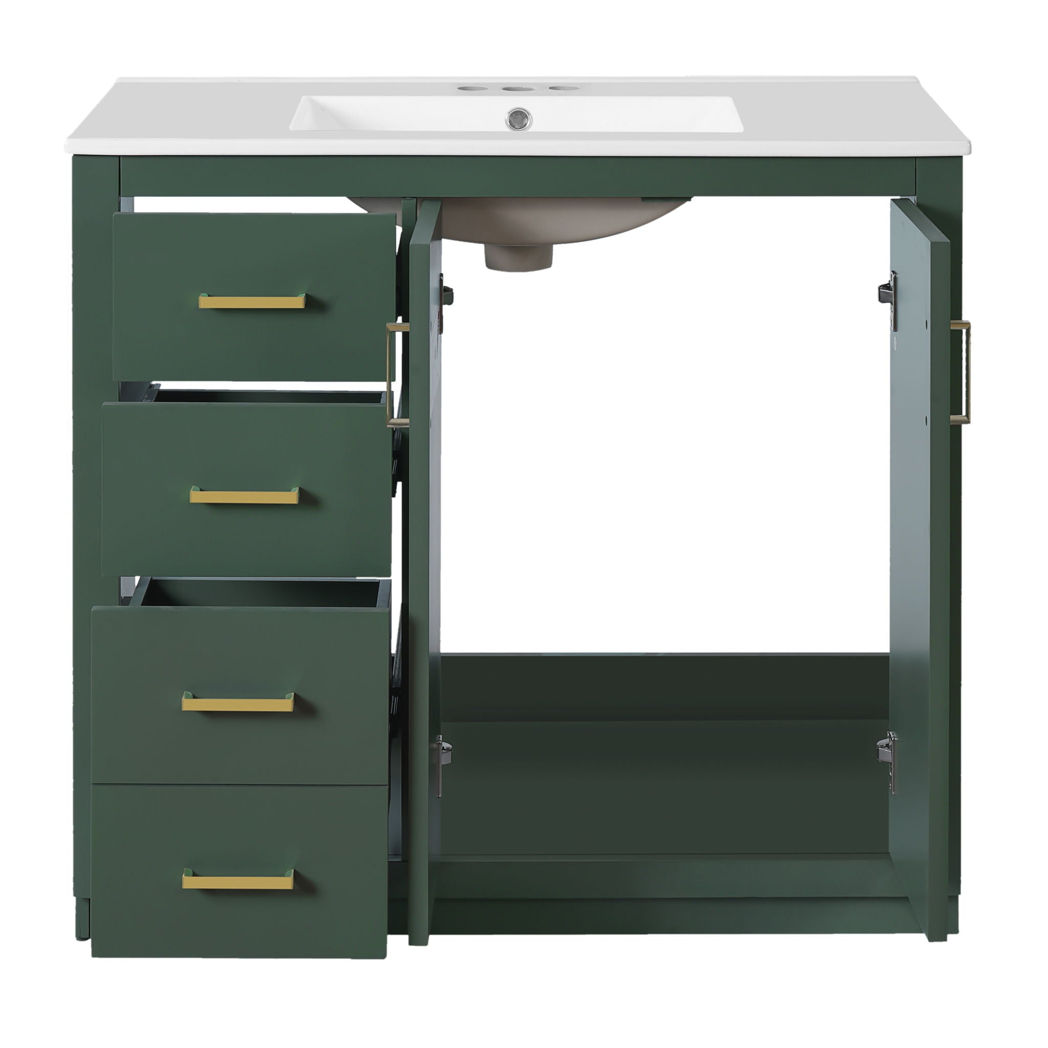 Bathroom Vanity With Sink Combo, Storage Cabinet, Freestanding Set With 3 Drawers & Soft Closing Doors