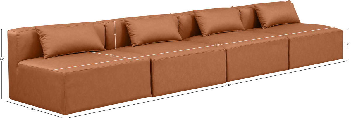 Cube - Modular 4 Piece Armless Sofa - Cognac