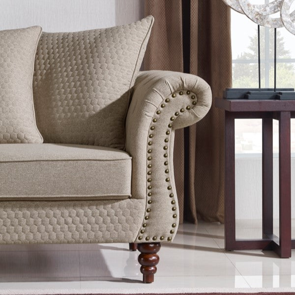 Nadine Transitional Beige Fabric Loveseat - original 3