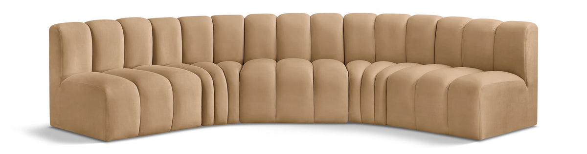 Arc - Velvet 5 Piece U-Shaped Modular Sofa
