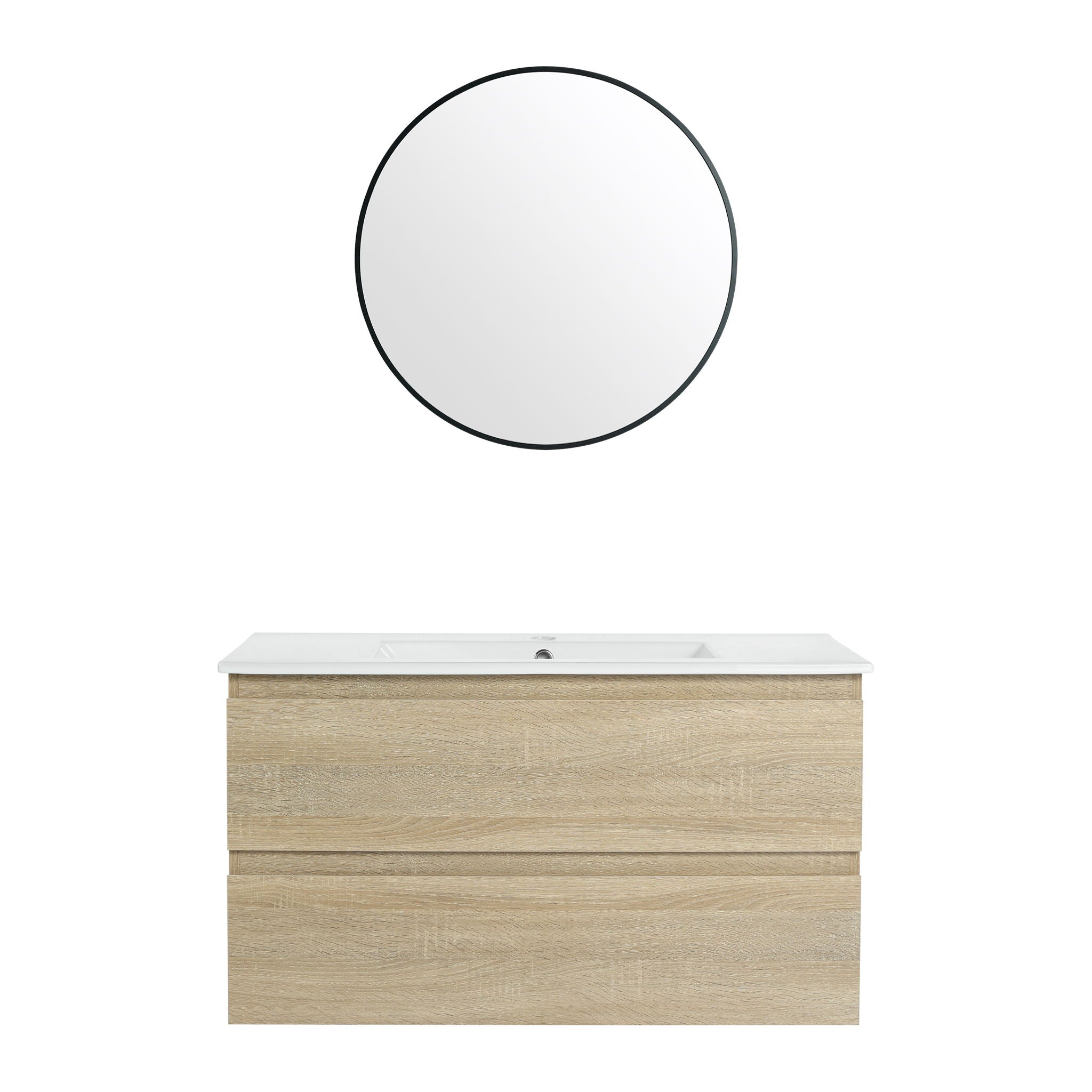 Wall Mounted Bathroom Vanity & Sink, 2 Soft Close Drawers