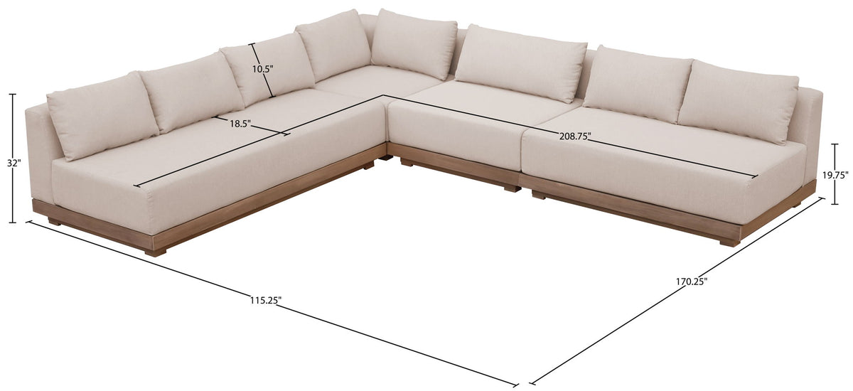 Solace - Olefin Performance Fabric 4 Piece Outdoor Patio Modular Sectional