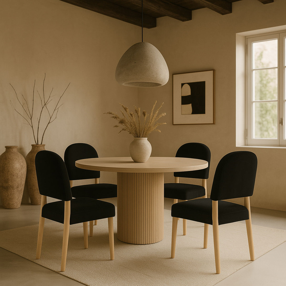 Varinelle - Velvet Dining Chair (Set of 2) - Natural Frame
