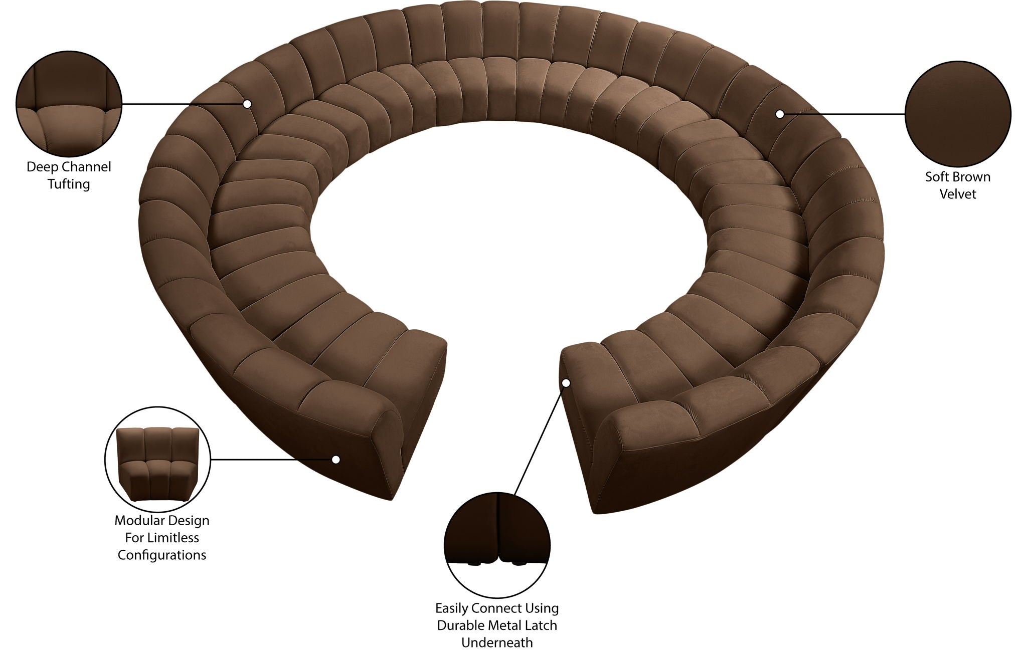 Infinity - 12 Piece Velvet Modular Sectional