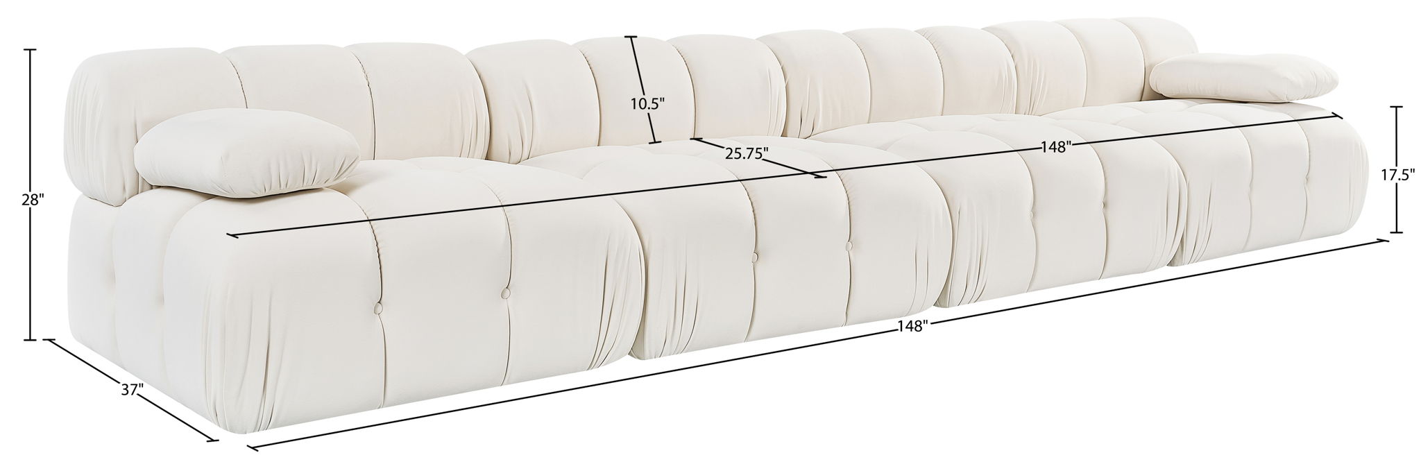 Orin - Velvet 4 Piece Modular Sofa