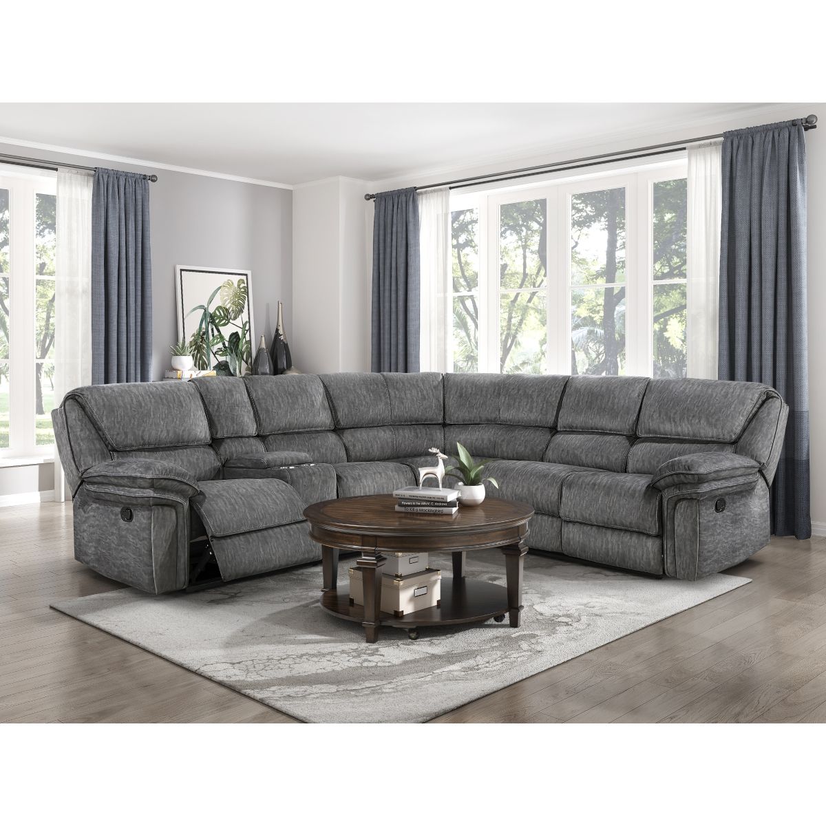 Muirfield - 3 Piece Reclining Sectional With Left Console - Gray