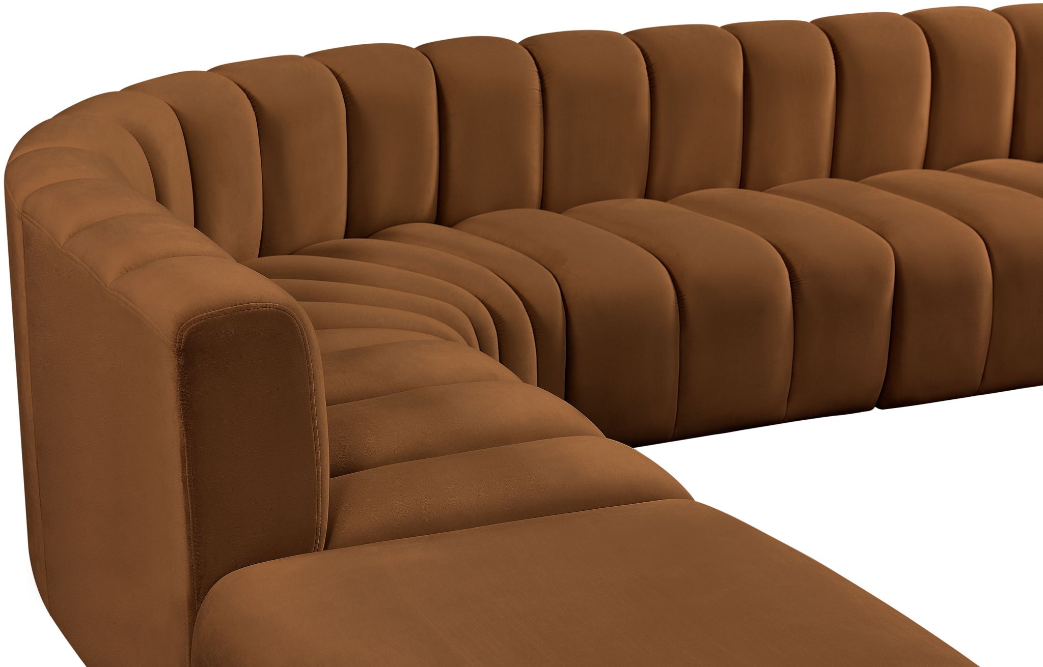 Arc - Velvet 6 Piece Corner Modular Sofa - Saddle