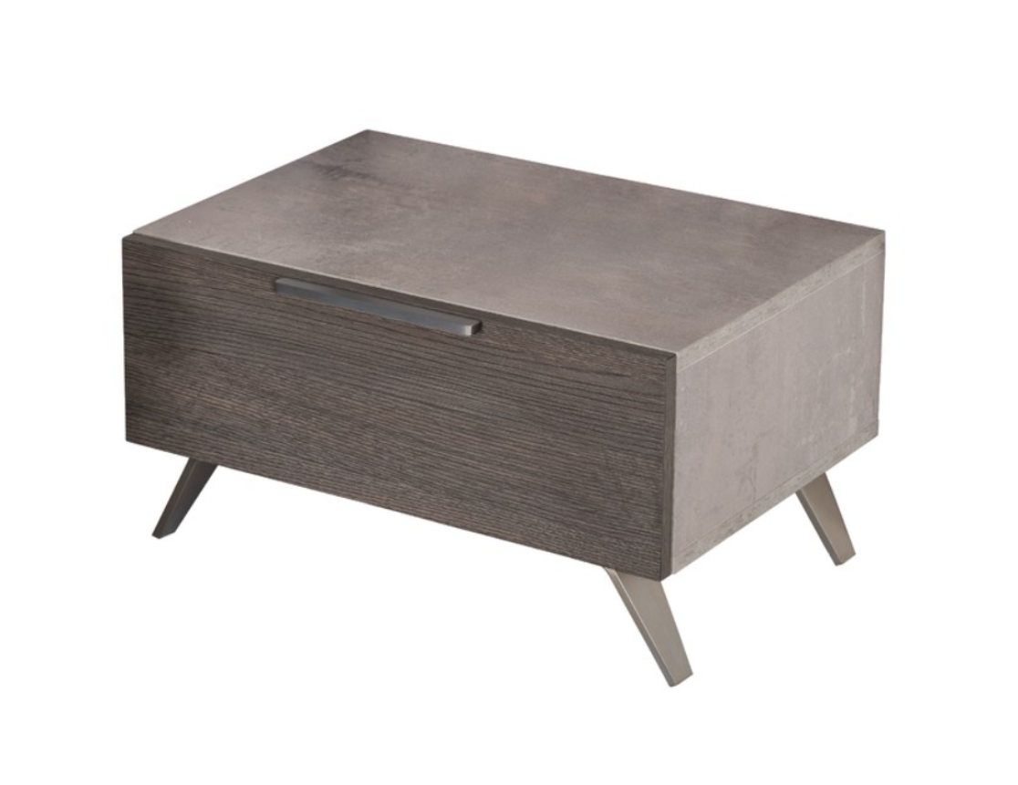 Bronx Italian Modern Faux Concrete & Grey Nightstand