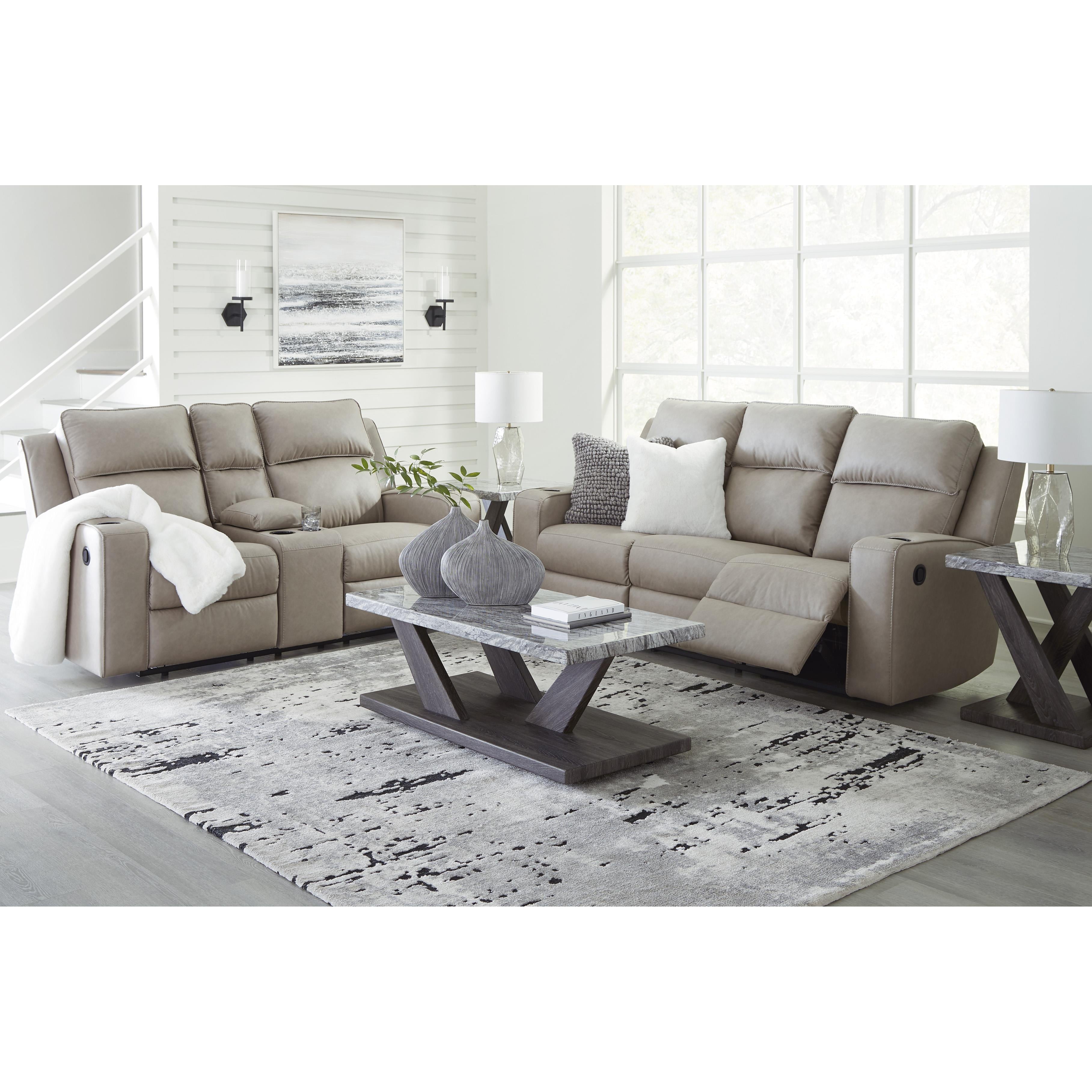 Signature Design by Ashley Lavenhorne Reclining Leather Look Loveseat with Console 6330794 IMAGE 11