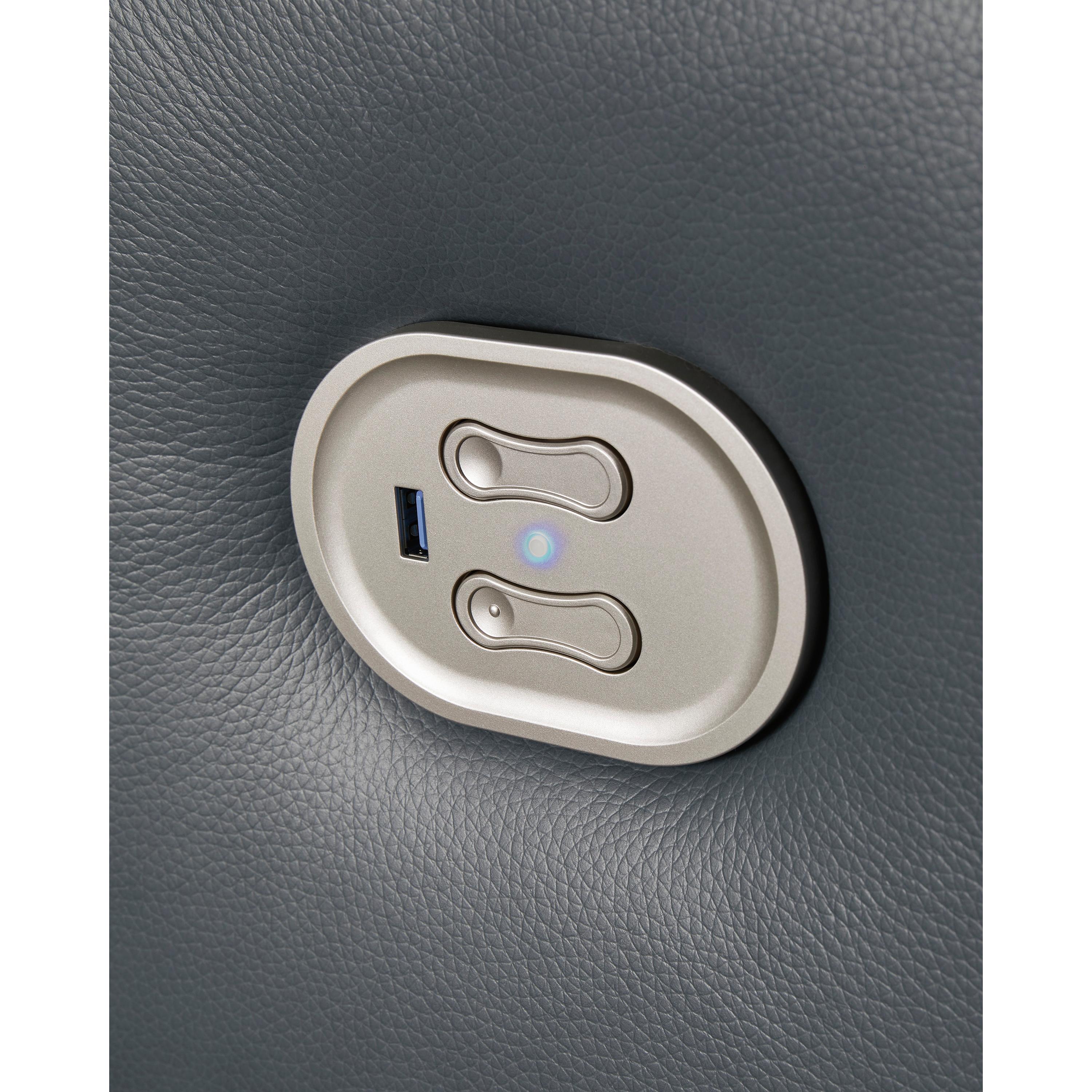 Signature Design by Ashley Mindanao Power Reclining Leather Match Loveseat with Console U5950418 IMAGE 9