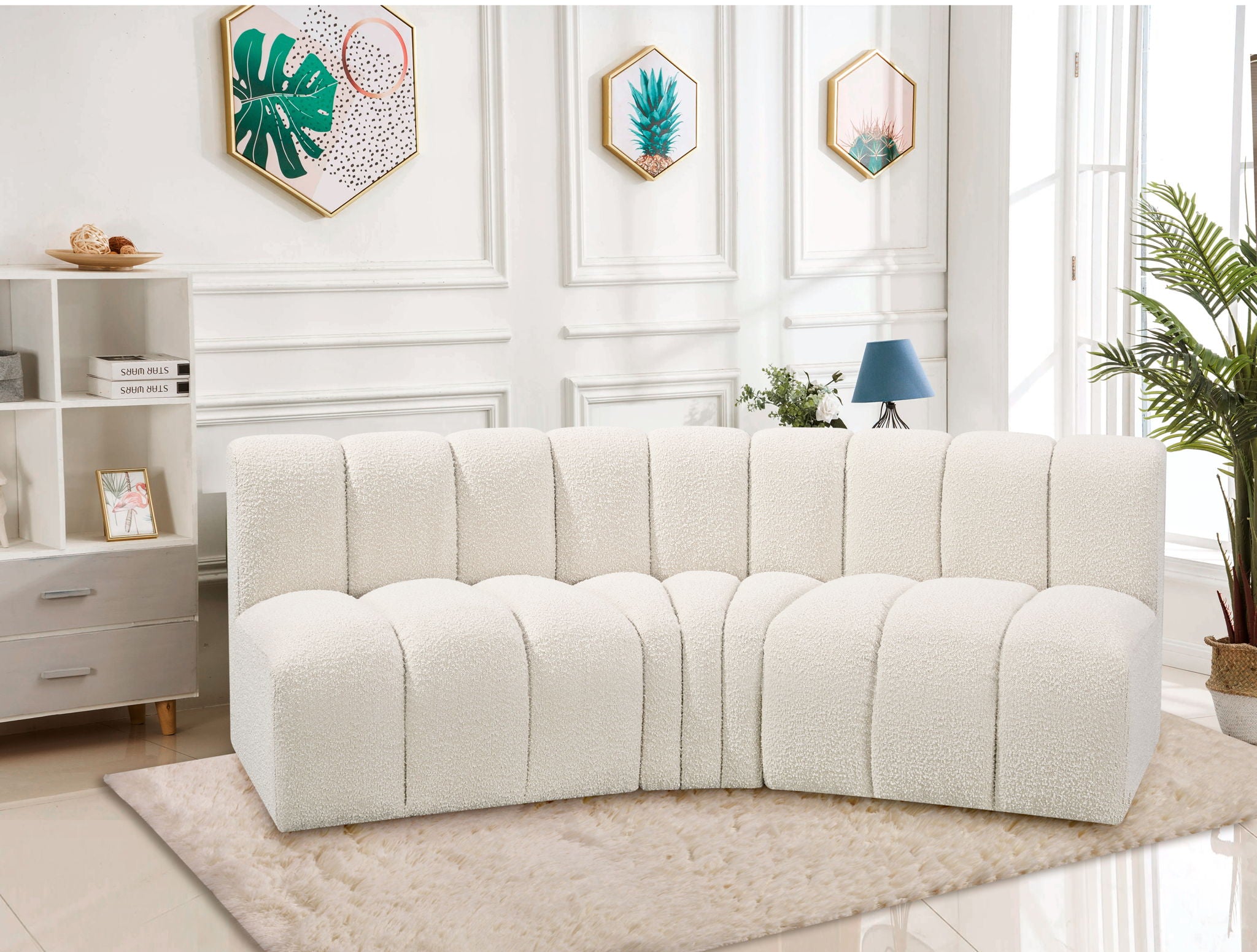Arc - Boucle Fabric 3 Piece Modular Corner Sofa