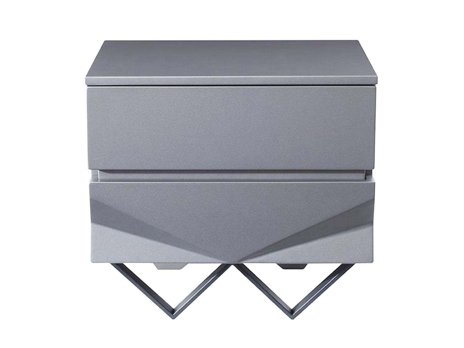 Modrest Duke Modern Grey Velvet & Black Gun Chrome 4-Piece Bedroom Set