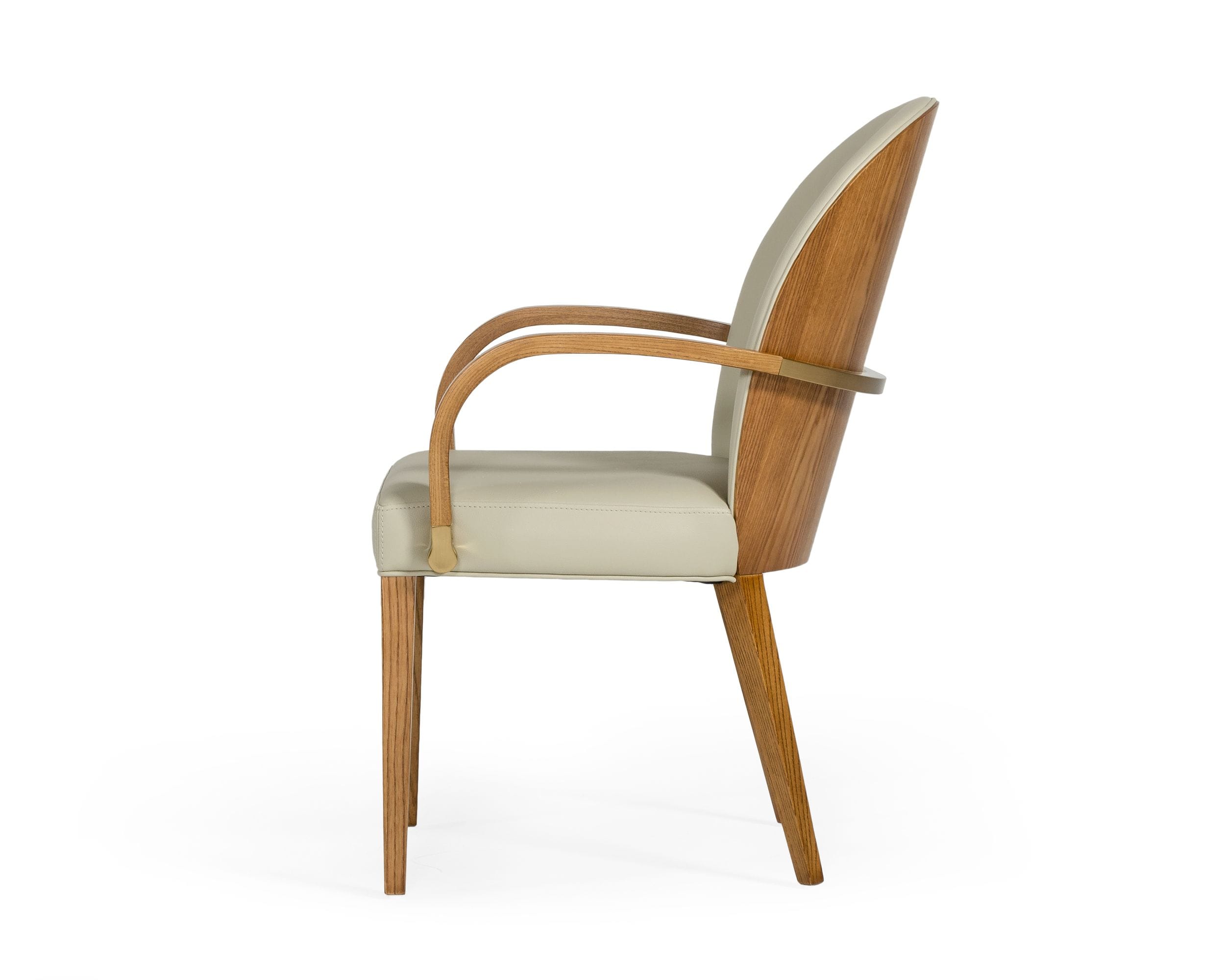 Modrest Rexford Modern Taupe & Walnut Dining Armchair