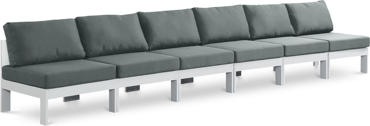 Nizuc - Outdoor Patio 6 Seat Armless Modular Sofa With White Frame