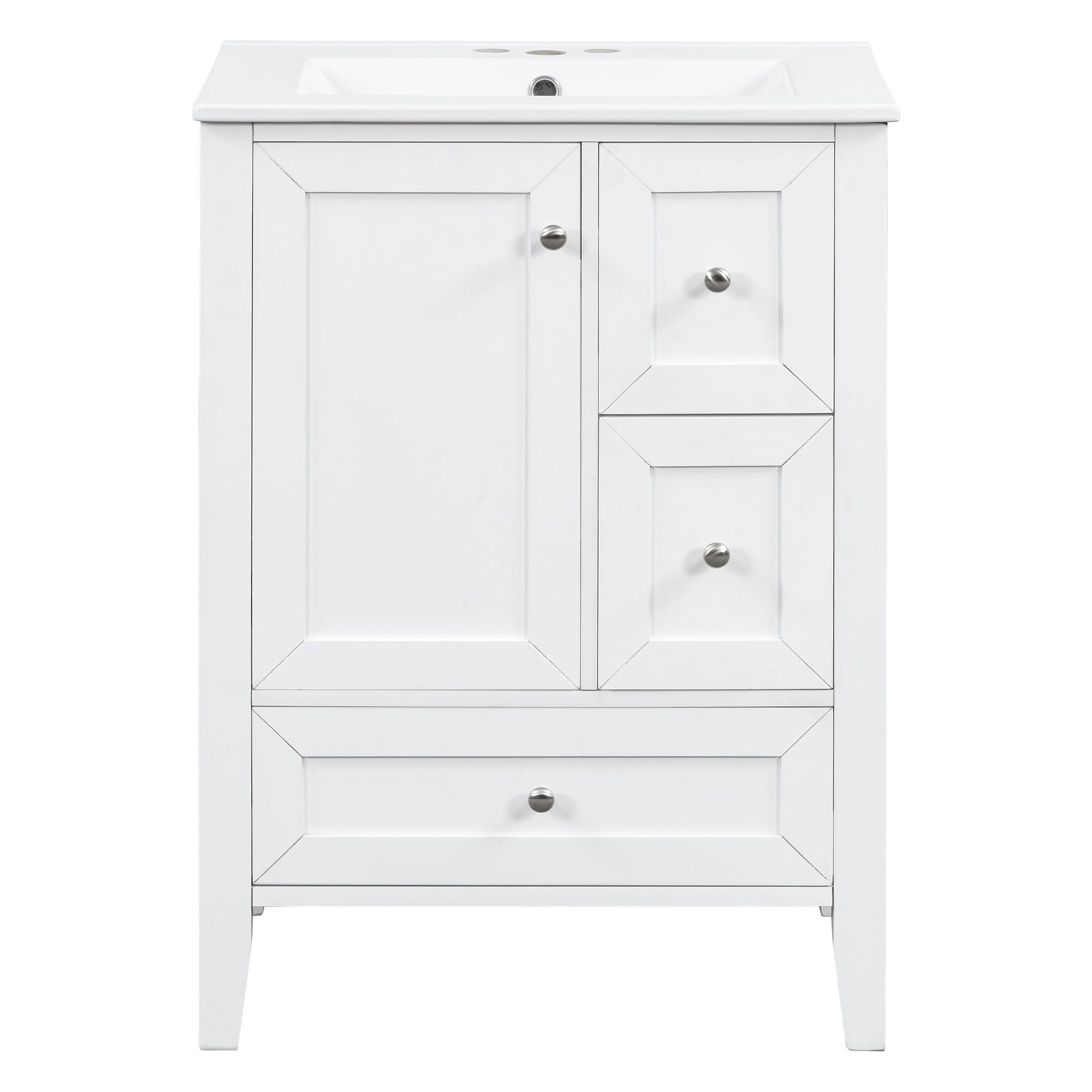 Modern Bathroom Vanity With Sink, Freestanding Cabinet With Drawers And Shelves