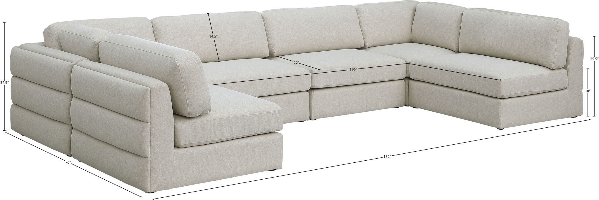 Beckham - 6 Piece Modular Sectional