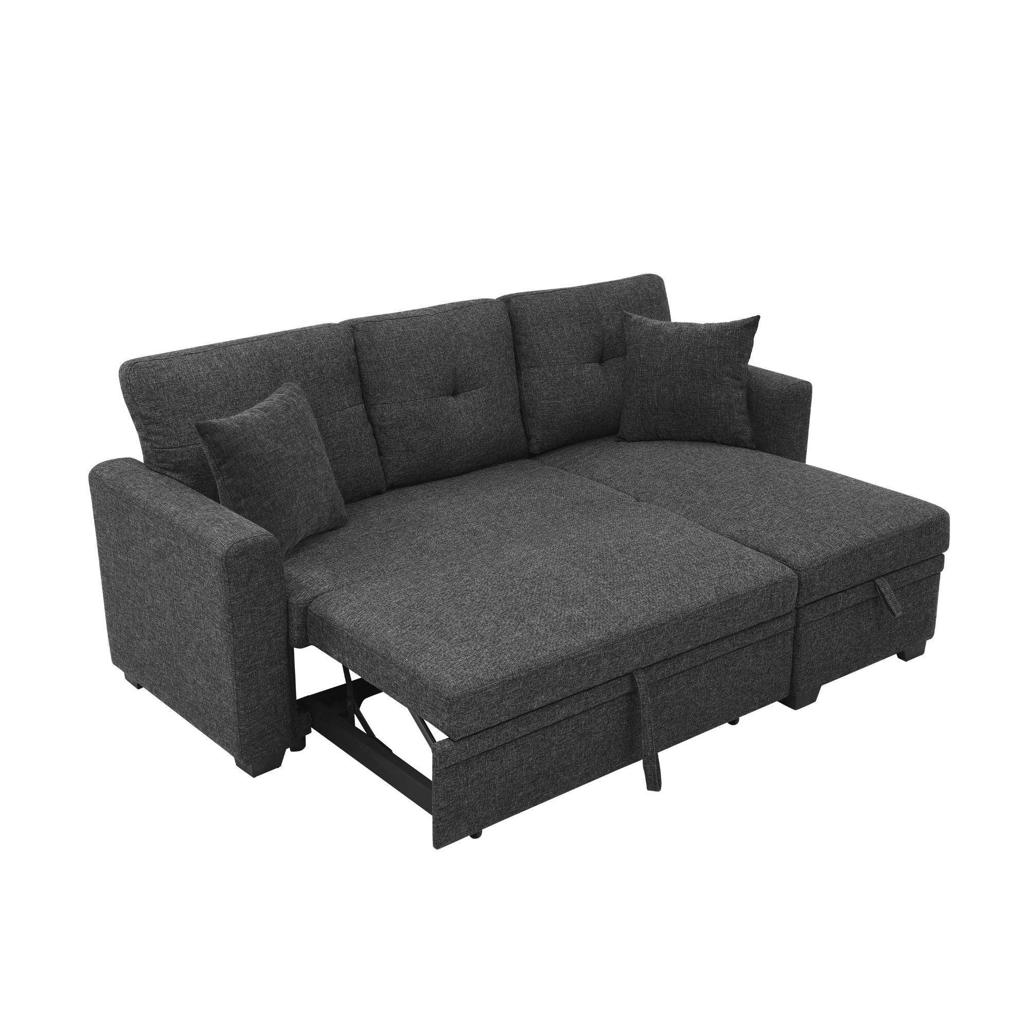 Upholstered Sectional With Pull Out Bed And Chaise Storage