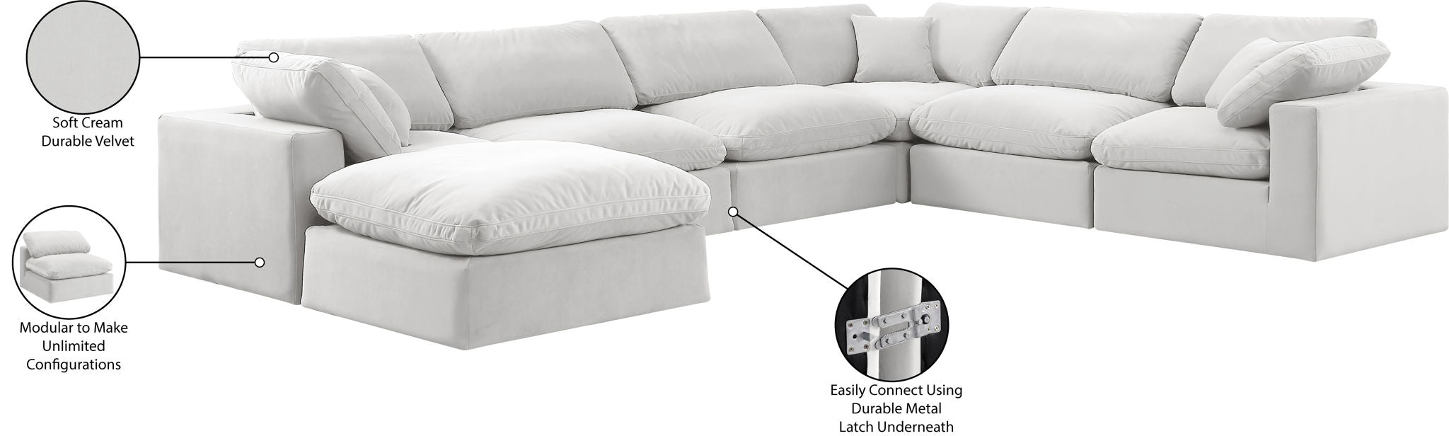 Comfy - 7 Piece Velvet Modular Sectional With Chaise