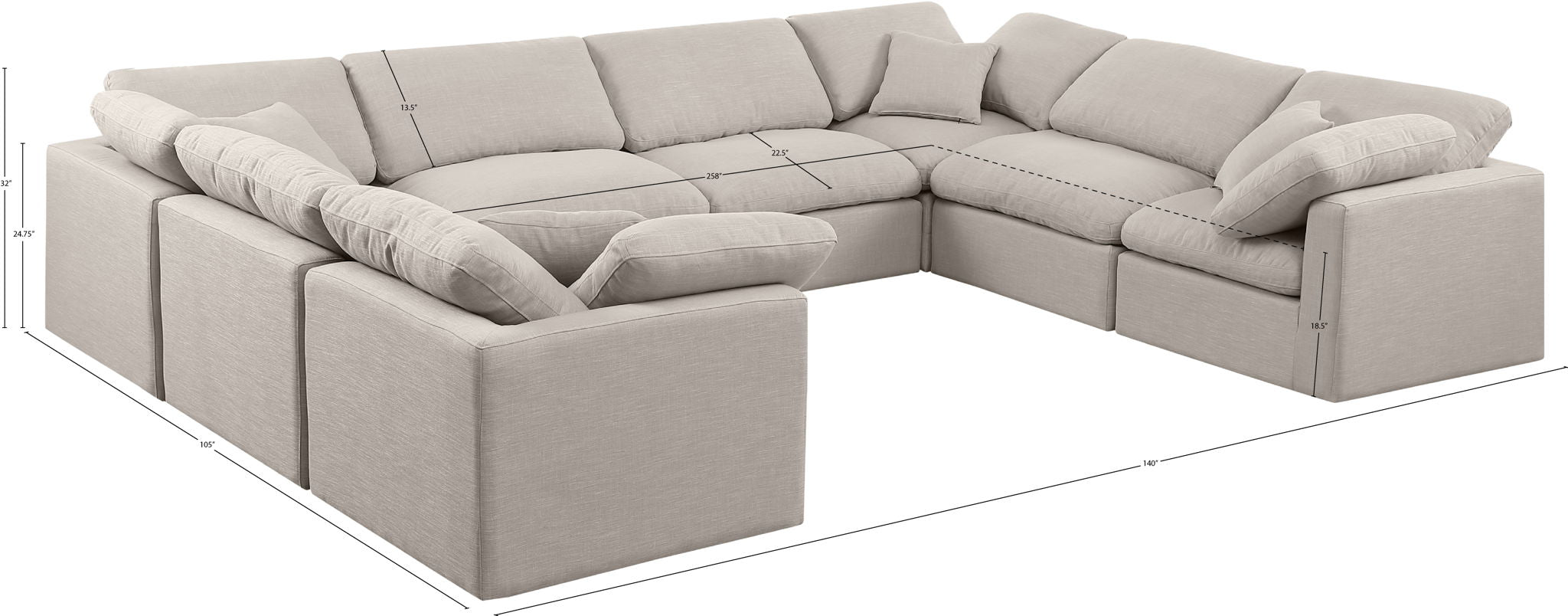 Indulge - Linen 8 Piece Modular Sectional
