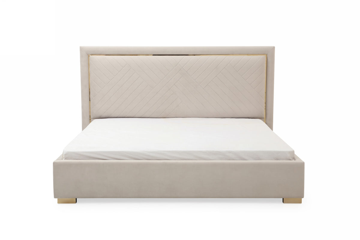 Corrico - Modern Off White and Champagne Gold Bedroom Set