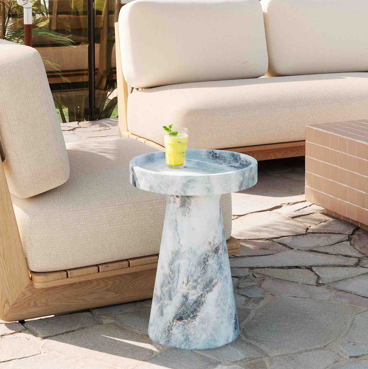Zara - Indoor / Outdoor Side Table - Blue / White